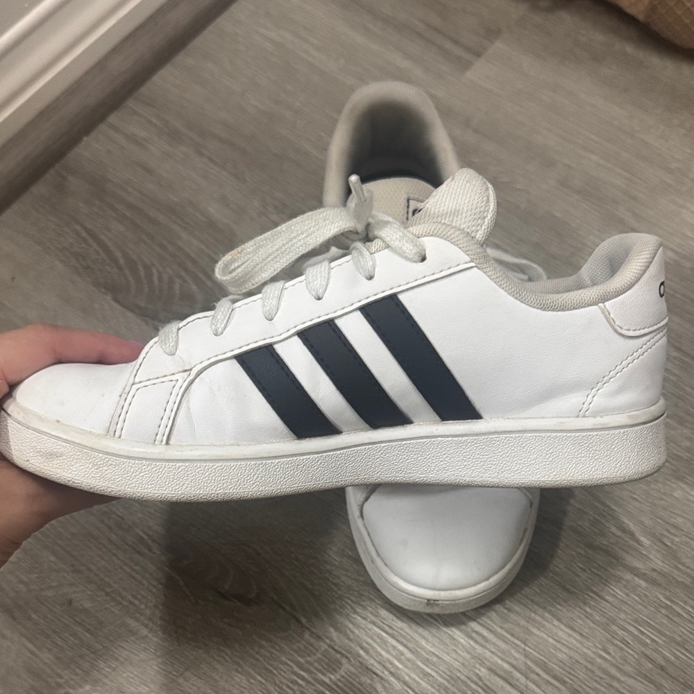 adidas White Sneakers with Black Stripes - Low Top Casual Shoes - Picture 2 of 5